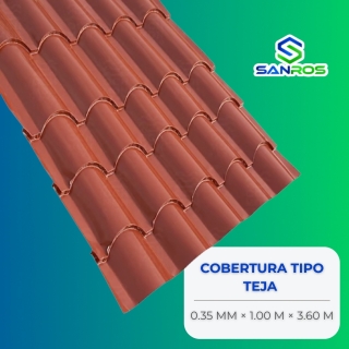 Cobertura Tipo Teja 0.35 mm × 1.00 m × 3.60 m