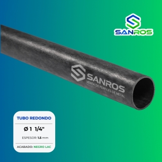 Tubo Redondo 1 1/4″ × 1.5 mm – Negro LAC