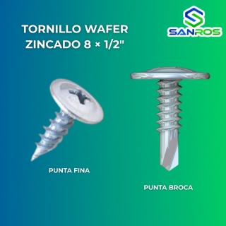 Tornillo Wafer Zincado 8 × 1/2″