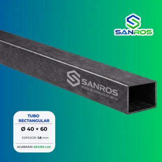 Tubo Rectangular 40 × 60 × 1.8 mm – Negro LAC